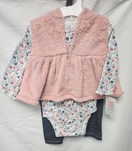 Carter's Just One You Baby Girls' 9 Months Floral Sherpa Top & Bottom Set NWT image 2