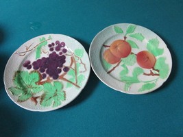 French Majolica Faience 2 Fruits Plates St Clement France Mid Century [4-1] - £58.05 GBP