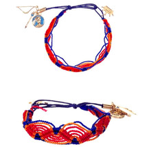 Disney Couture Pocahontas BLUE/RED/ORANGE 14KT Gp BOW/ARROW/ROUND Charm Bracelet - £25.94 GBP