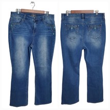Chico&#39;s So Slimming By Chico&#39;s 2(12) Bootcut Rhinestone Pockets High Rise Jeans  - £26.37 GBP