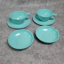 Westinghouse Melmac Newport Aqua Set of 2 Cups Saucers Fruit Bowl MCM Melamine - $14.84