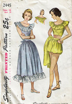 Vintage 1940&#39;s Misses&#39; DRESS &amp; 3-Pc PLAY SUIT Pattern 2445-s Size 16  - $15.00