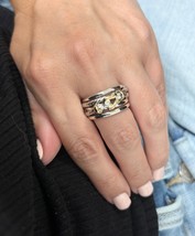 David Yurman .925 Sterling Silver &amp; 18K Yellow Gold Buckle Crossover Rin... - $692.98