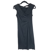 Calvin Klein Sheath Dress Pleated Sleeveless Cocktail Party Satin Black 2 - £19.14 GBP