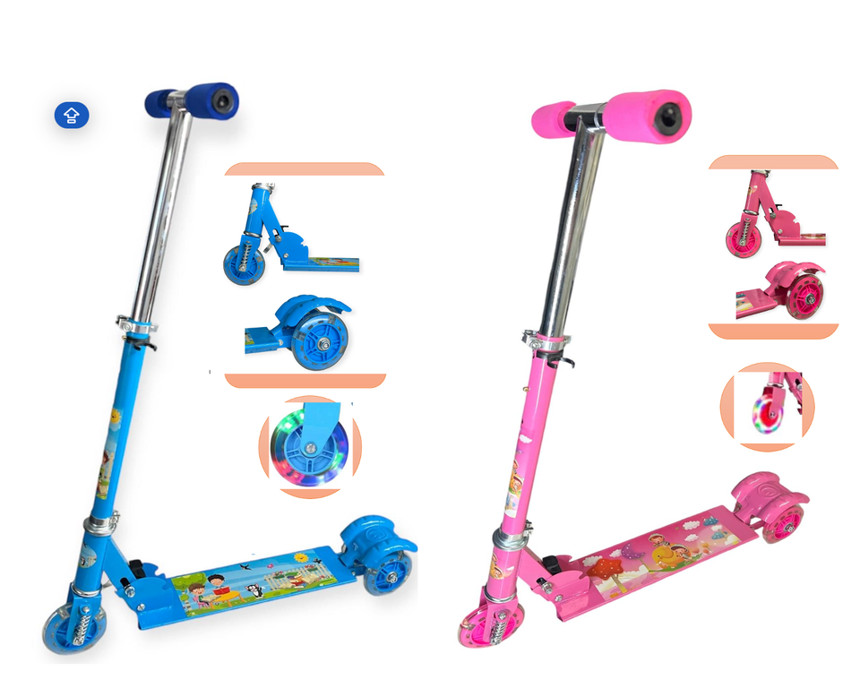Wadan 3 Wheels Steel Iron Kick Scooter equipped with Light-Up Wheel aged... - $18.99
