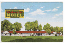 Westward Ho Motel Highway 10 12 Billings Montana 1948 linen postcard - £5.16 GBP