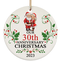 Cute Santa Claus Couple 30th Anniversary 2023 Ornament Gift 30 Years Christmas - £11.72 GBP