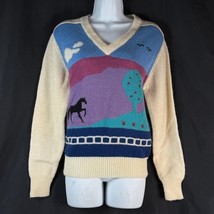 Vtg Kristin For Millers Wool Equestrian Horse Women&#39;s Sweater Small NOS NWT - $98.99