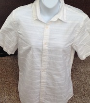 Old Navy White Textured Mens Camp Shirt Size Small Slim   - £9.29 GBP