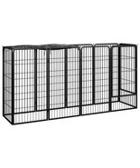 vidaXL Dog Playpen Black Powder-coated steel, Polyethylene - $4,141.49 MXN