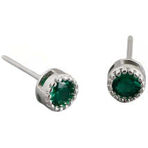 Anyco Stud Earrings Simple Color Lace Zircon Small  Round Trendy Sterling Silver - £15.29 GBP