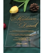 Custom 10pcs acrylic wedding invitations cards gold ink acrylic invite c... - £25.18 GBP