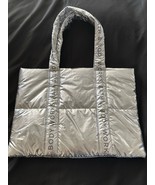 Bath &amp; Body Works Quilted Silver Tote Bag Metallic Puffer 19x14.5” Clean - $372.63 MXN