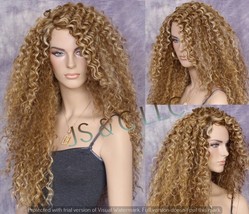 Human Hair Blend Curly Blonde Light Brown Tangerine mix Wig Side Part Shorter Fr - £69.54 GBP