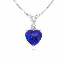 ANGARA Heart-Shaped Tanzanite V-Bale Pendant with Diamond in 14K Solid Gold - £1,057.87 GBP