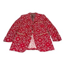 Vintage Red Bandana Print Western Blazer Jacket Size Large Men Women Cou... - £58.83 GBP