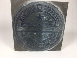 Texas Landscape Association Architects Printing Block Stamp 4 1/2”x4 1/2” - £28.05 GBP