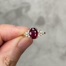 2.00 Ct Oval Cut Red Ruby Women&#39;s Engagement Ring 14k Yellow Gold Finish - £70.56 GBP