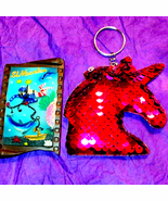 St.Maarten vintage magnet~sequin unicorn keychain - $28.49 CAD