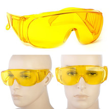 1 Pair Sunglasses Fit Over Frame Cover Glasses Drive Lens Safety Large Yellow - £13.58 GBP