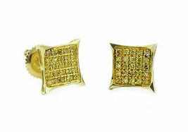 10K or Jaune 1Ct Canari Diamant Boucles D&#39;Oreilles Clou Pierre Vis Arrière Sa &amp; - £335.47 GBP