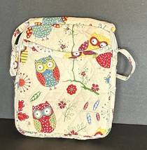 Adorable Quilted Crossbody Bag -Owl &amp; Floral Print - Beige - Many Pockets - £5.33 GBP