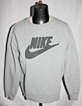 Vintage 90s Y2K Nike Swoosh Spellout Gray Crewneck Sweatshirt Men&#39;s X-Large - $34.99