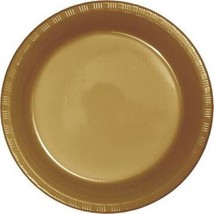 Gold 9 Inch Plastic Plates 20 Per Pack Tableware Decorations Party Supplies - £18.97 GBP