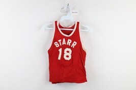 Vintage 60s 70s Boys Size 30 32 Knit Basketball Jersey Starr Red #18 USA - $39.55