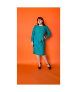 VTG 1980 Sz L Turquoise Retro Beaded Flower Midi Layered Party Dress Str... - $42.48