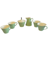 6 Pc MCM 1960&#39;s Vintage Sage Green White Cream Sugar Coffee Teacups EUC ... - $60.91 CAD