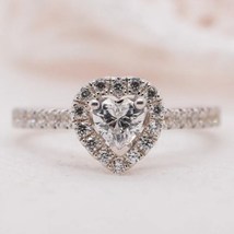 Heart Shaped Halo Engagement Vintage Ring, Engagement Ring - £81.35 GBP