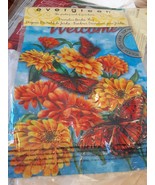 Zinnias and butterflies14S9140 Evergreen Suede Garden Flag 12.5&quot; x 18&quot; - $160.03 MXN