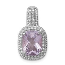 Sterling Silver Pink Quartz Pendant Charm Jewelry 22mm x 12mm - £45.67 GBP