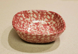 Vintage Cranberry Pink Roseville 4 1/4&quot; Spongeware Pottery Dish - £15.44 GBP