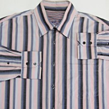 Bugatchi Uomo Nwt Cotton Men&#39;s Large Striped L/S Button Down Casual Dress Shirt - £22.33 GBP