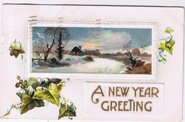 New Years Postcard Winter Home Scene Embossed 1911 Germany - £1.68 GBP