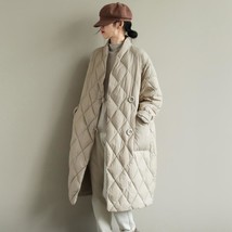 2021 Winter New Arrivals Women&#39;s Cotton Coats Lattice Block Big Size Female Long - £42.87 GBP
