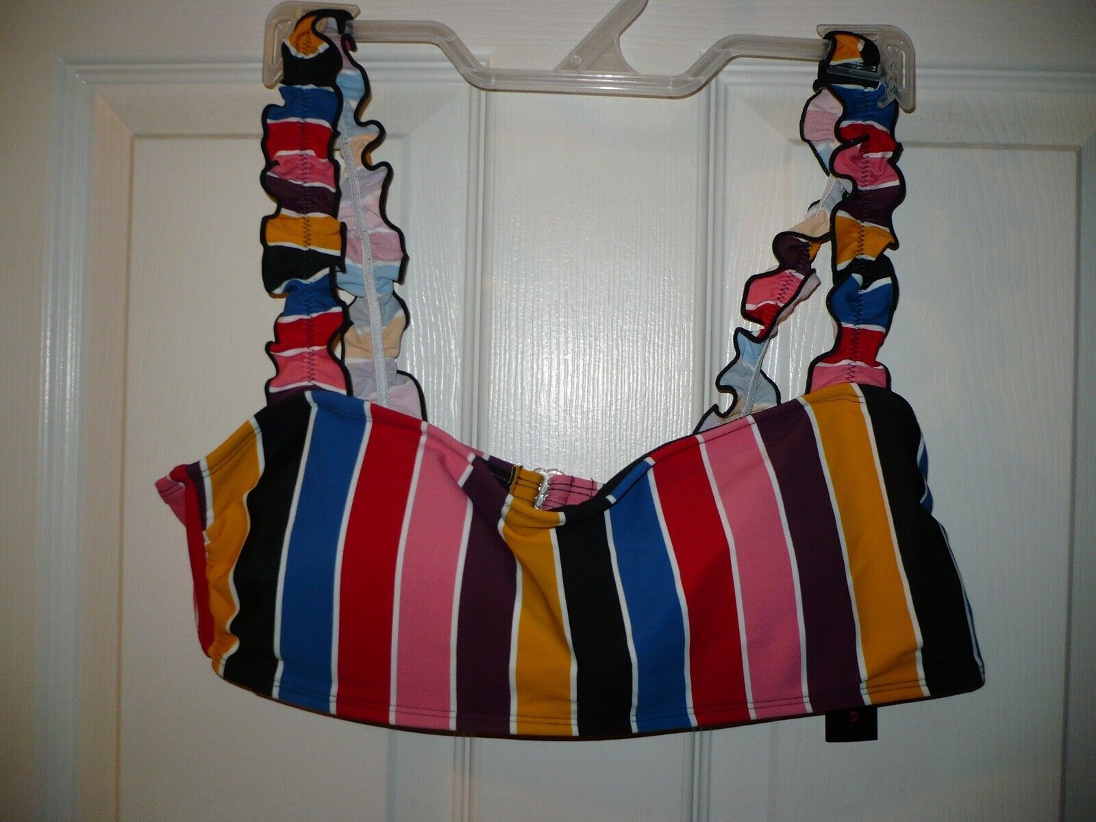 No Boundaries Juniors Swimsuit Top X-Large (15-17) Sante Fe Stripe Ruffl... - $10.98