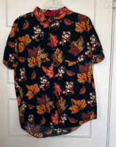 Nintendo Super Mario Bros. 3 Black and Orange Leaf Print Shirt Size L - $20.10