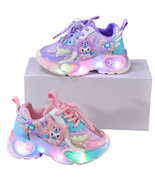 Lovely Cartoon Girls Sneakers Sequins Mesh LED Luminous Sport Shoes Trainers - $26.50