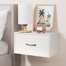 Floating Nightstand Shelf With Drawer, Bedside Shelf Wall Mounted Nightstand, - £33.94 GBP