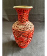 Chinese Carved Cinnabar Lacquer Vase Qing Dynasty 19th C - £198.42 GBP