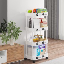 Laiensia 4-Tier Storage Cart,Multifunction Utility Rolling Cart Kitchen, White - $39.99