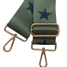Army Green with Black Stars Adjustable Crossbody Bag Purse Guitar Strap - $24.75