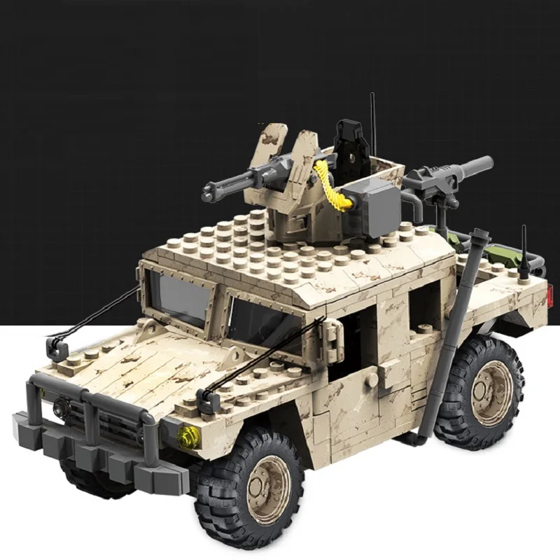 Militarys Series Desert Hummer Car Weapon WW2 Army City MOC DIY Assembly - £44.66 GBP
