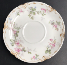 Vintage Haviland Limoges Pink Iris Floral Saucer w/ Gold Scalloped Edge ... - £13.12 GBP