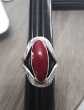 925 Sterling Silver Red Jasper Stone Ring Sz. 6.5 Free Shipping - £26.37 GBP