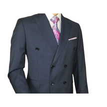 Men Suit BERLUSCONI Turkey Italian Wool 180's Double Breasted UGS94-09 Mid Blue image 5