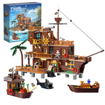 Pirate Ship Boat Model with Life Scene Building Blocks Set Bricks Toy Collection - £72.39 GBP
